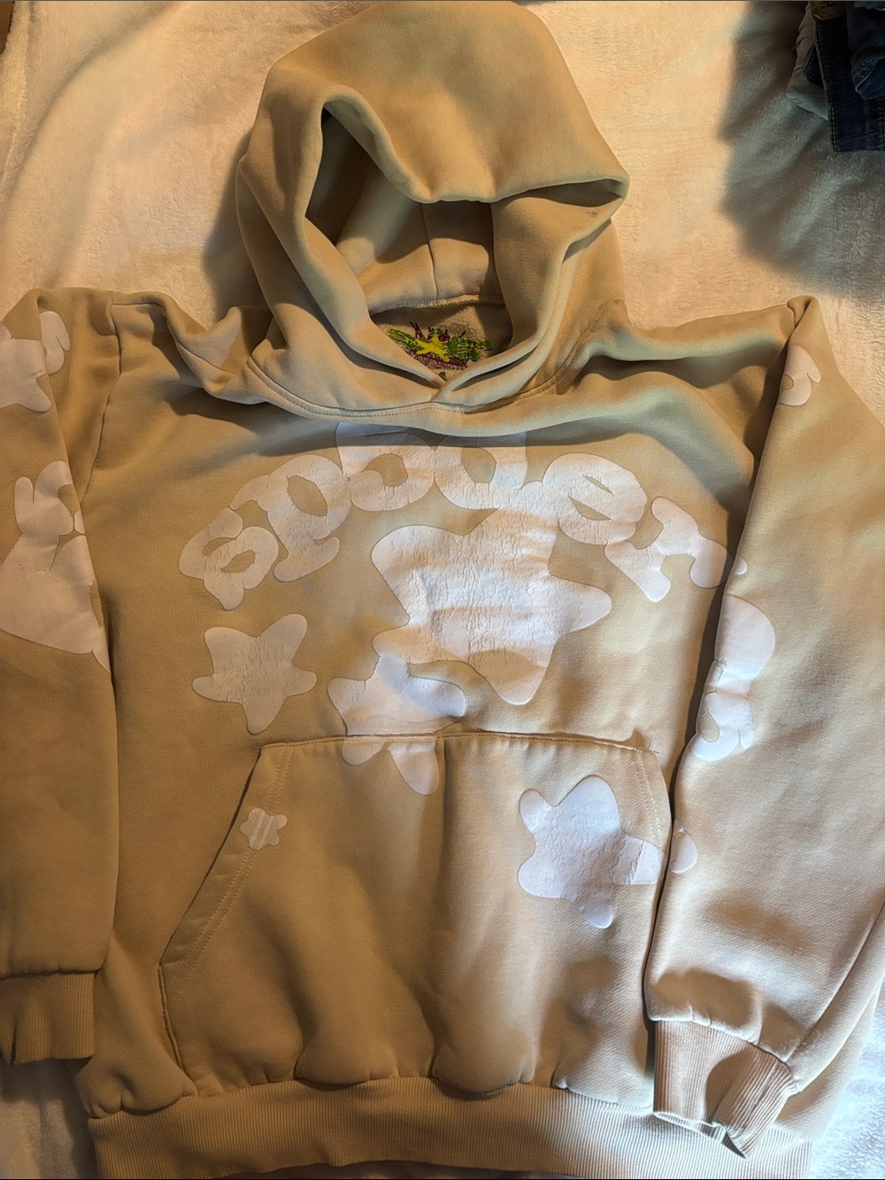 Kids Beige hoodie SP5DER brand
